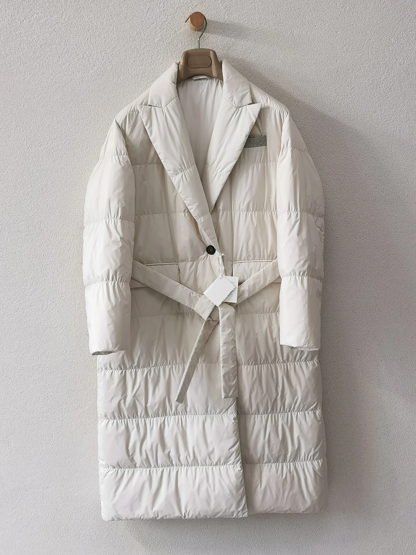 Women\'s White Goose Down Jacket, Lapel Tie, Mid-Length, Lightweight, Female Clothing, High Quality, New, Winter, 2023