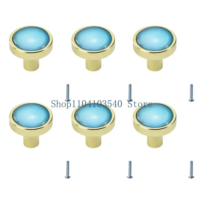 02DC Planet-Themed Furniture Knobs, 6 Pack with Gold-Tone Decorative Trim for Home