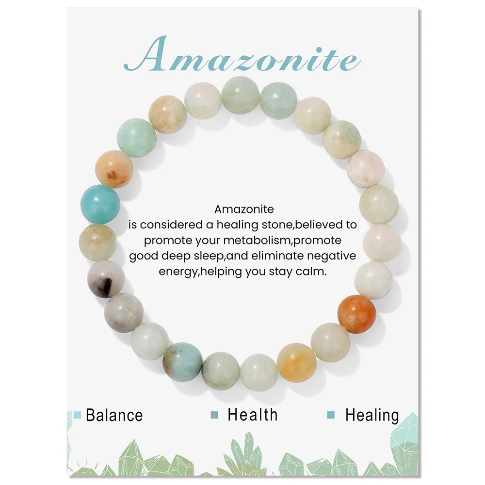 Trend ige Naturstein perlen Tigerauge Armband 8mm runde Amazonit Howlite Quarz Perlen elastische Armbänder Frauen Männer Yoga Schmuck – Detail 2