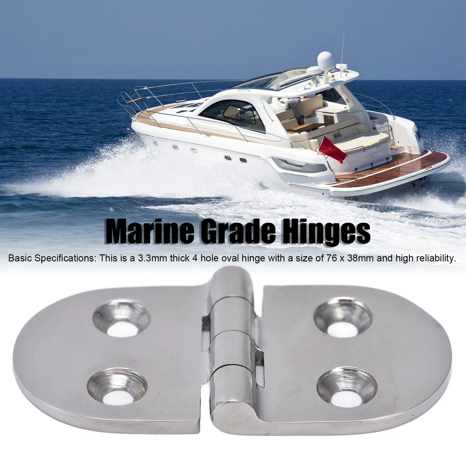 Marine Grade Hinges 316 Stainless Steel 4 Hole Oval Door Hinge for Boat Storage Cabinets