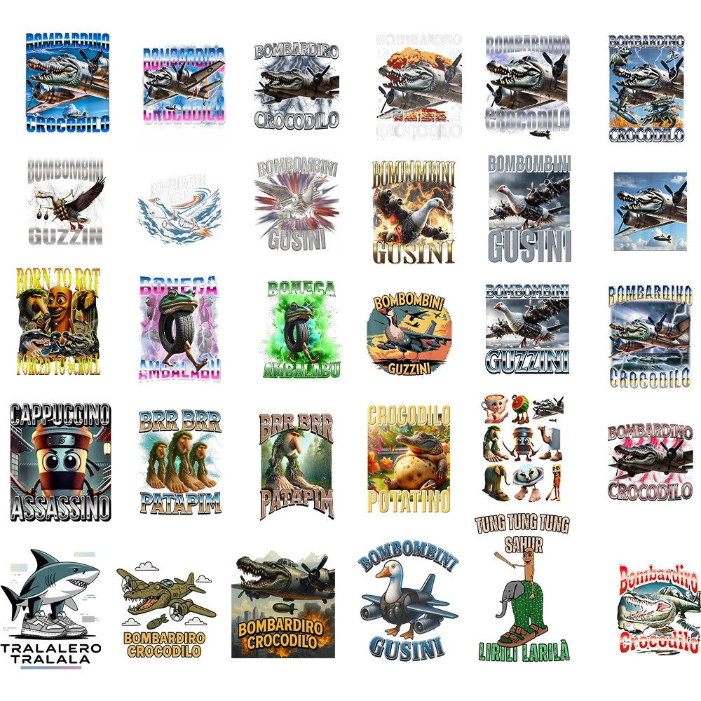 60 قطعة ملصقات الحيوان مجردة تونغ تونغ ساهور الإيطالية Brainrot الحيوانات الكرتون ملصق مائي DIY بها بنفسك الأمتعة كأس الهاتف الغيتار مائي