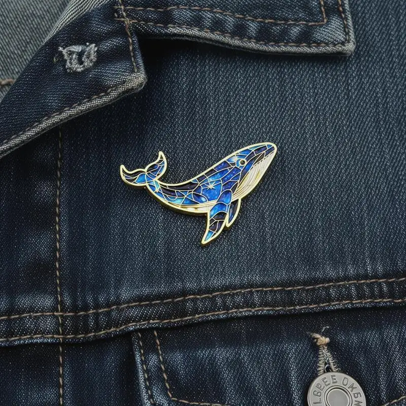 Emaille-Wal-Broschen mit Buntem Mosaikmuster und Goldener Kantenverzierung für Rucksäcke, Jacken, Geschenke für Meeresliebhaber – Detail 6