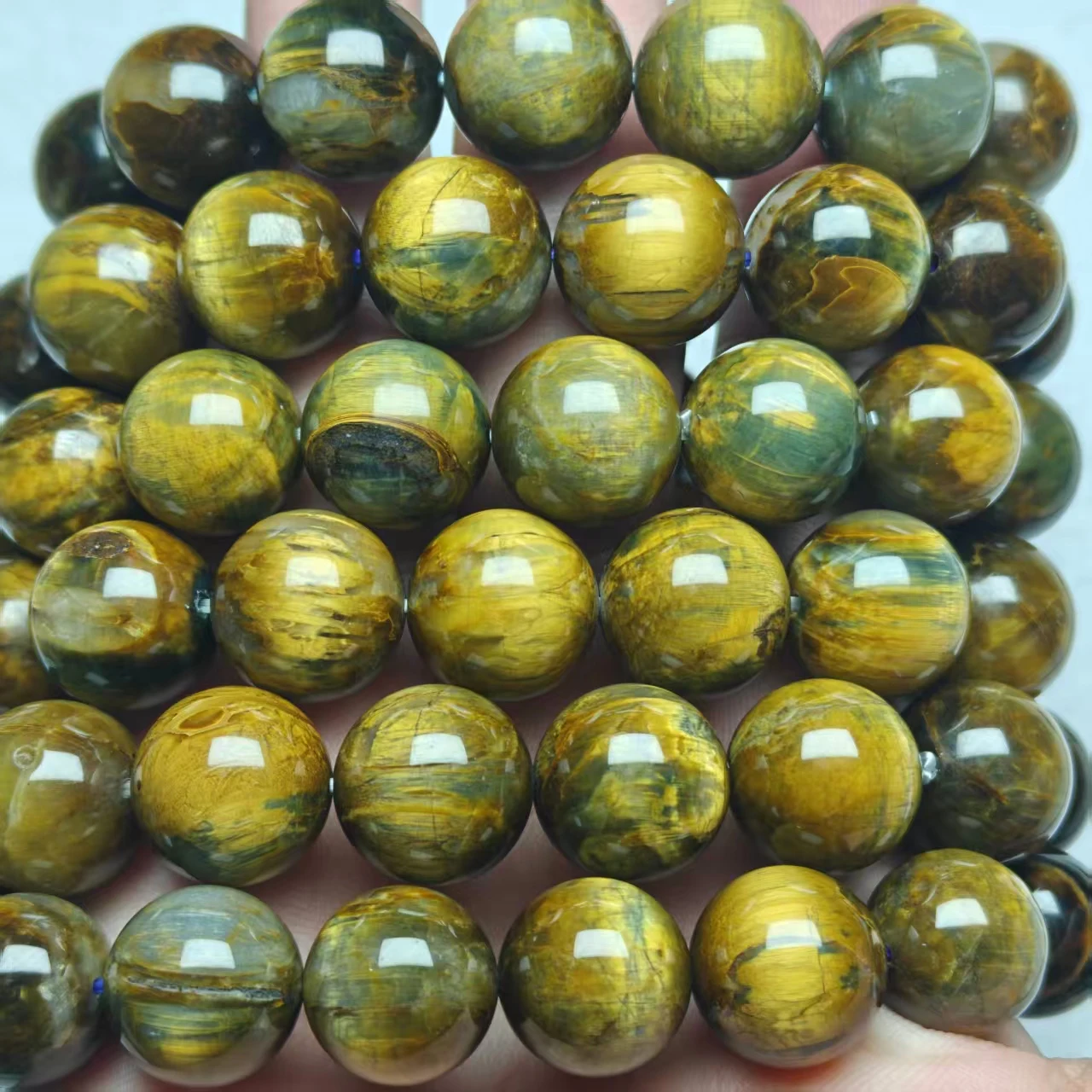Natürliche AAA Gelb-Blaue Pietersite Glatte Runde Lose Perlen Schmuck DIY Zubehör, Armbänder und Passende Perlen – Detail 5