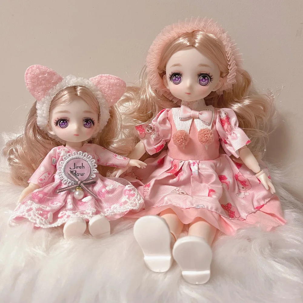 

2 dolls BJD 16cm and 30cm Cute Body Dolls for Girl Children Gift Movable Joint dolls Birthday Gift Houseplay Kid Gifts