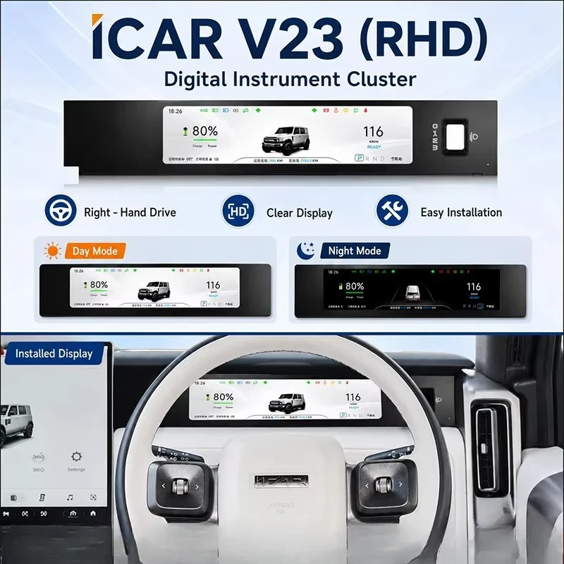 Digital Instrument Cluster for ICAR V23 11.3 Inch HD LCD Dashboard