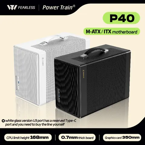 Power Train P40 M-ATX Side noodle  glass ITX Motherboard ATX/SFX Power Supply Support Type-C Desktop Portable MINI Small Chassis