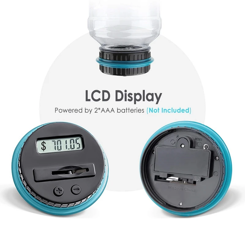 A16R-1Pcs Piggy Bank Money Box Jar 1.8L Counter Electronic Digital LCD Counting Coin Money Box Coins Storage Box Jar