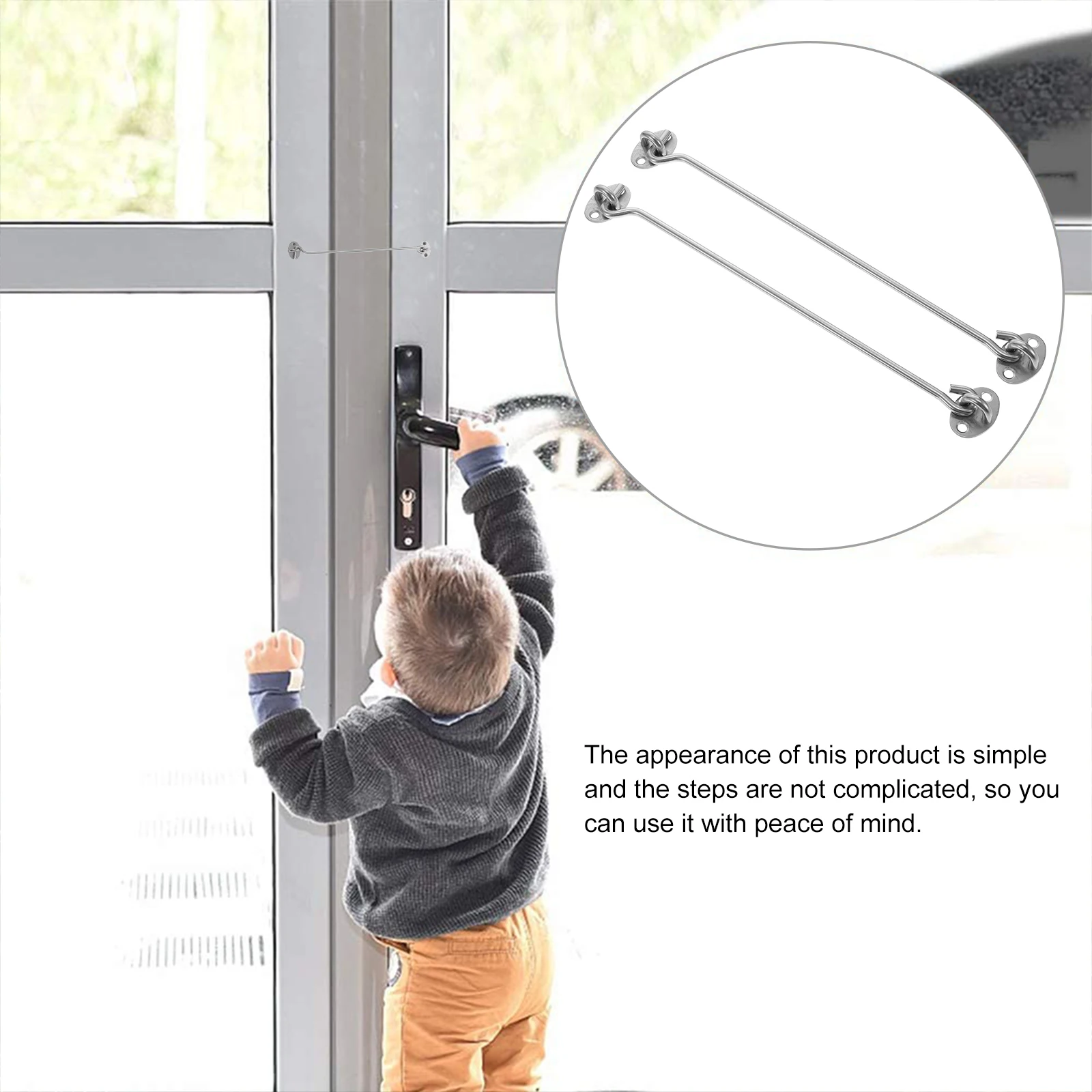 

2pcs 12Inches Stainless Steel Windproof Durable Door Window Buckle Heavy Duty Cabin Hook Rustproof Easy Install Screws Included