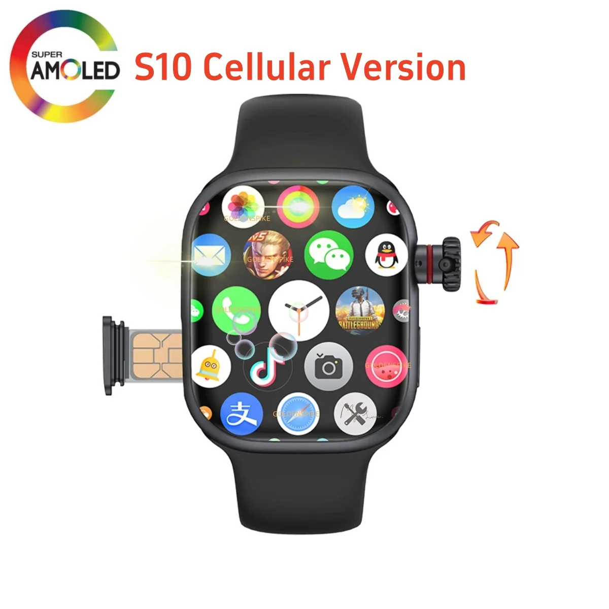 Original S10 Watch 10 Smart Watch 4G Android Smartwatch CD99 With 8 million rotary cameras Google Play Store 8GB+128GB Download