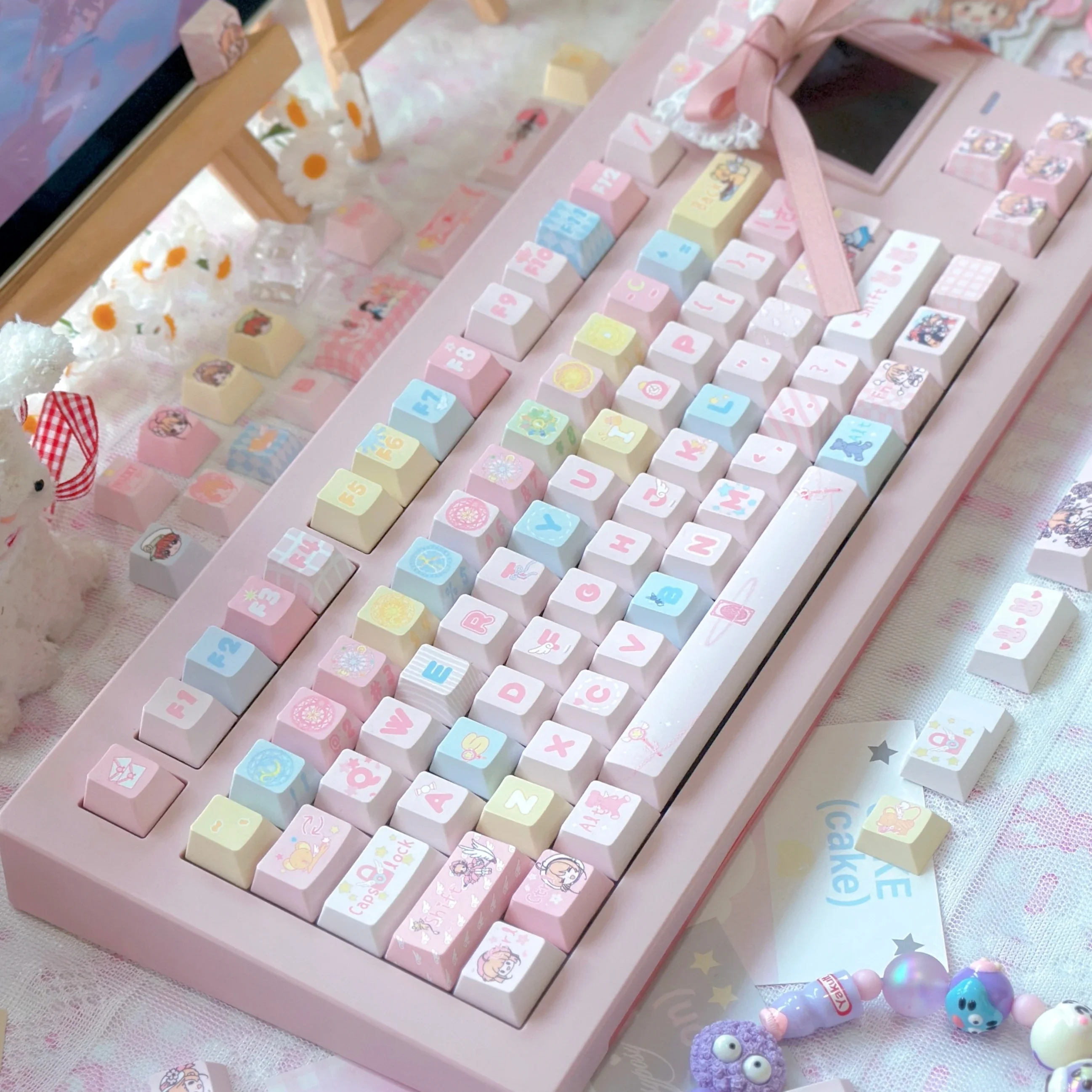 Cardcaptor Sakura Theme Keycaps Set PBT 128keys Cherry MOA Custom Original Handmade Keycaps for Mechanical Keyboard Accessories