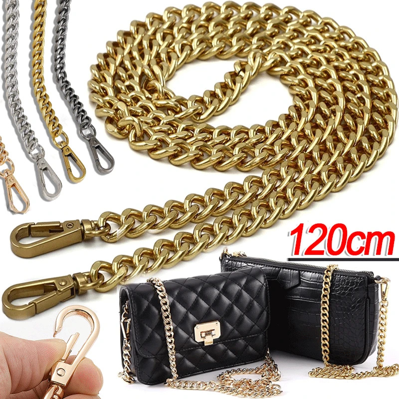 120cm Metal Aluminum Bag Chain Replacement Parts Accessories for Hand-Woven Shoulder Handbag DIY Handmade Detachable Straps