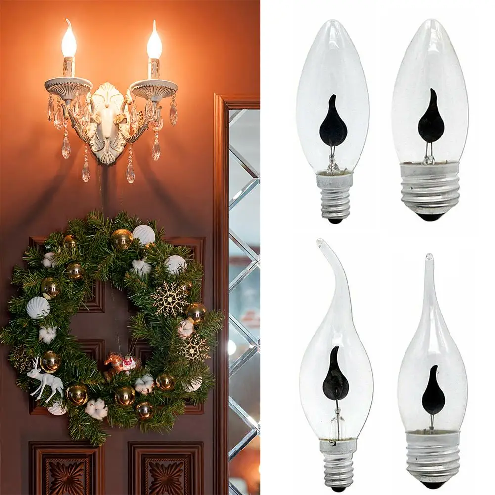 

E14 E27 лампочка с эффектом пламени, мерцающая свеча, лампочка для украшения дома, эмуляция огня, винтажная лампа-свеча 220 В