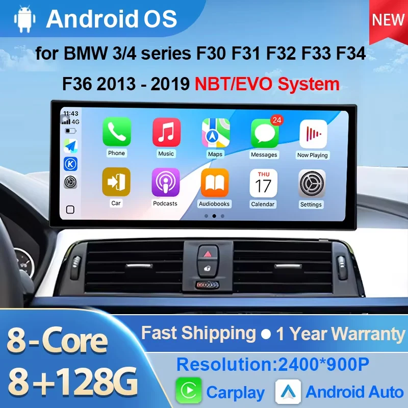 Carplay for BMW 3 4 Series F30 F31 F32 F33 F34 F36 2013 2014 2015 2016 - 2019 Android 16 Car Radio Video Player DSP Stereo 4G