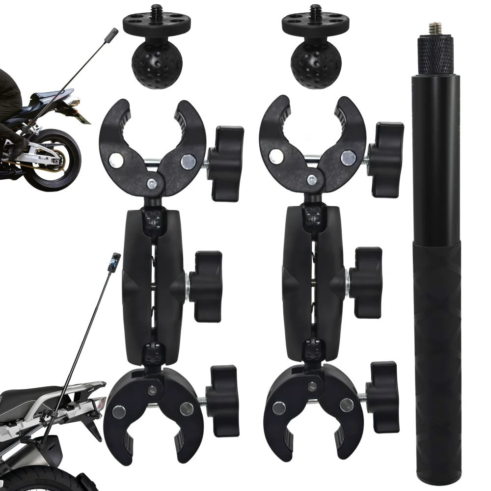 Motorcycle Bike Mount Extension Pole Selfie Stick Double Side Super Clamp Clip for Insta360 X2 X3 X4 X5 Monopod Handlebar Action