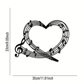 Room Decoration 1 Piece Music Symbol Heart Carving, Wrought Iron High Note Wall Art, Elegant Farmhouse Metal Hanging, Suitable f