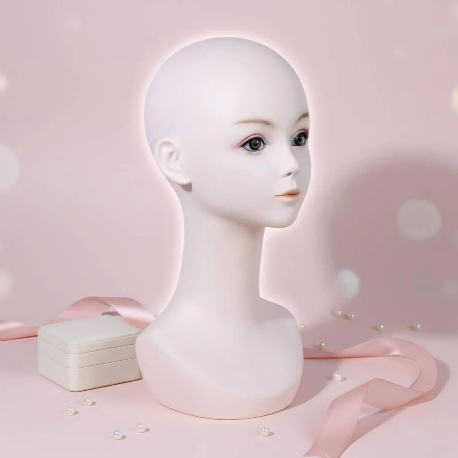 Female Mannequin Head Photo Prop Hairpiece Display Head Lightweight