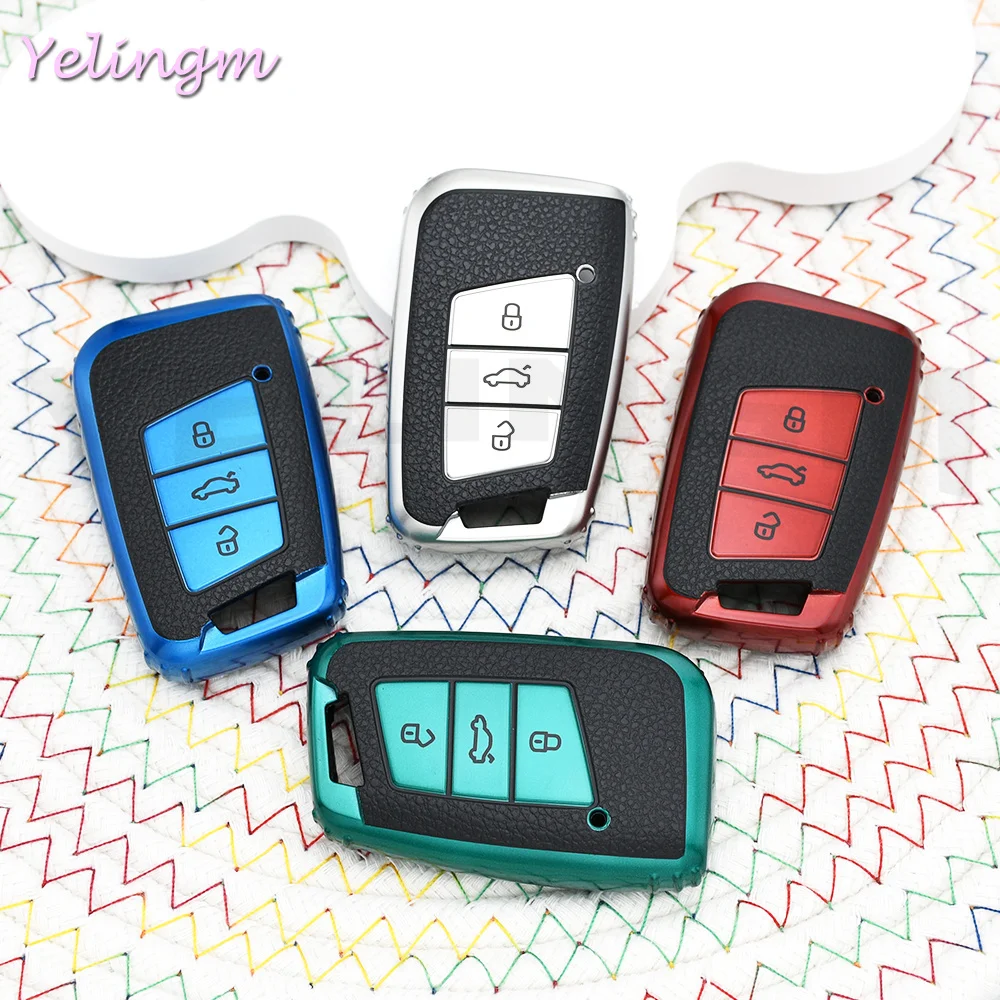 TPU Leather Car Key Cover For VW Volkswagen Magotan Passat B8 Skoda Superb Kodiaq A7 Remote Fob Protector Case