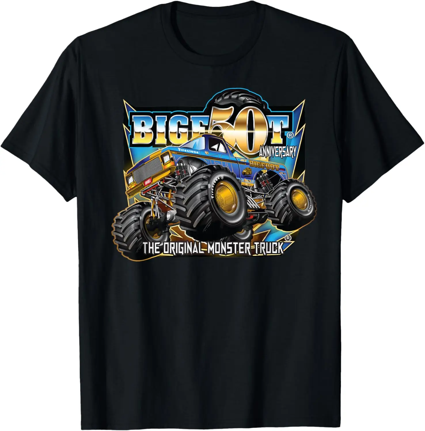 50Th Anniversary Bigfoot Monster Truck T-Shirt 100% Cotton Trendy Y2K Short-Sleeve Tee-Soft, Quick-Drying, Moisture-Wicking;