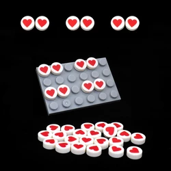 MOC 10 PCS Red Heart Eye Pattern Printed Building Block 98138 Person Figuresed Compatible Accessories Toy Children Birthday Gift