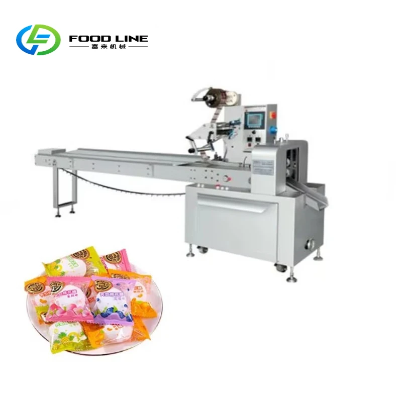 Customize Automatic Small Snack Food Flow Packing Packaging Machine Biscuit Pillow Wrapping Machine Machinery for Food Factory