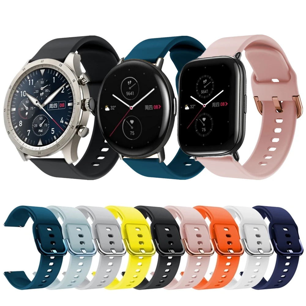 Gelang Jam Tangan Silikon untuk Huami Zepp E Z Gelang Pengganti Jam Tangan Pintar untuk Xiaomi Amazfit GTR 2 GTS 2 Pop Pro Tali Pergelangan Tangan Olahraga
