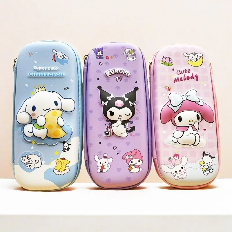 Cinnamoroll & Kuromi Pencil Case, Durable PU Material, Stereoscopic Large Capacity Stationery Box Waterproof Anti-fall Pen Case