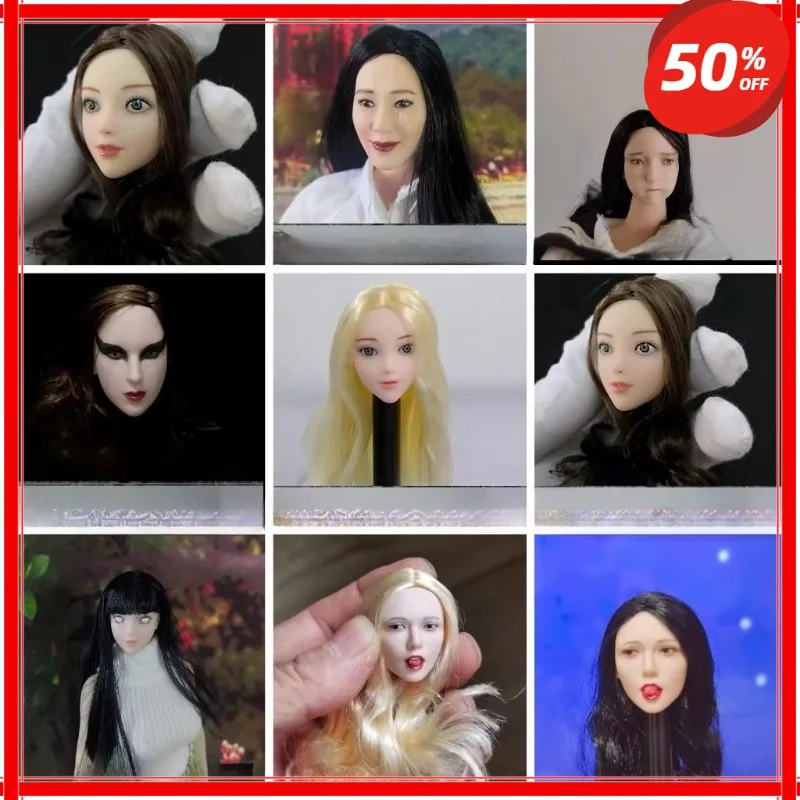 

in Stock 1/6 Scale Glf Various Beauties Head Carving Expression Head Sculpt Model for 12inch Female Soldier Toy Figures Body