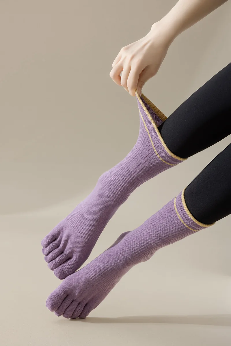 1 Paar Damen Fünf-Zehen-Silikon-Antirutsch-Yoga-Socken Weiche Atmungsaktive Ballett-Tanz-Damen-Fitness-Sport-Antirutsch-Pilates-Socken – Detail 13