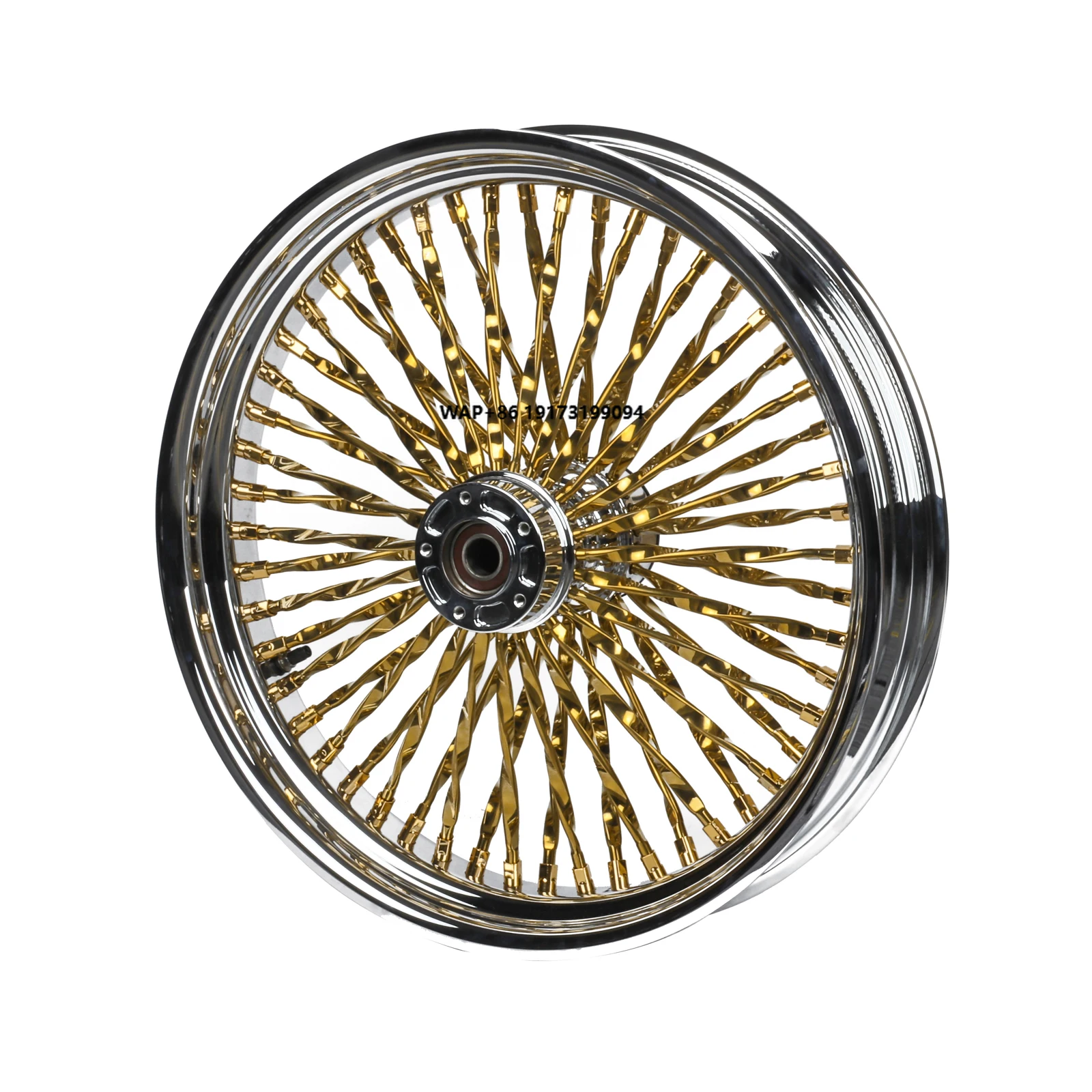 

Chrome Gold Motorcycle Front Rear Wheels Twisted Spoke Wheel for Touring, Softail, Road Glide, Street Glide, FXSB, FLFB