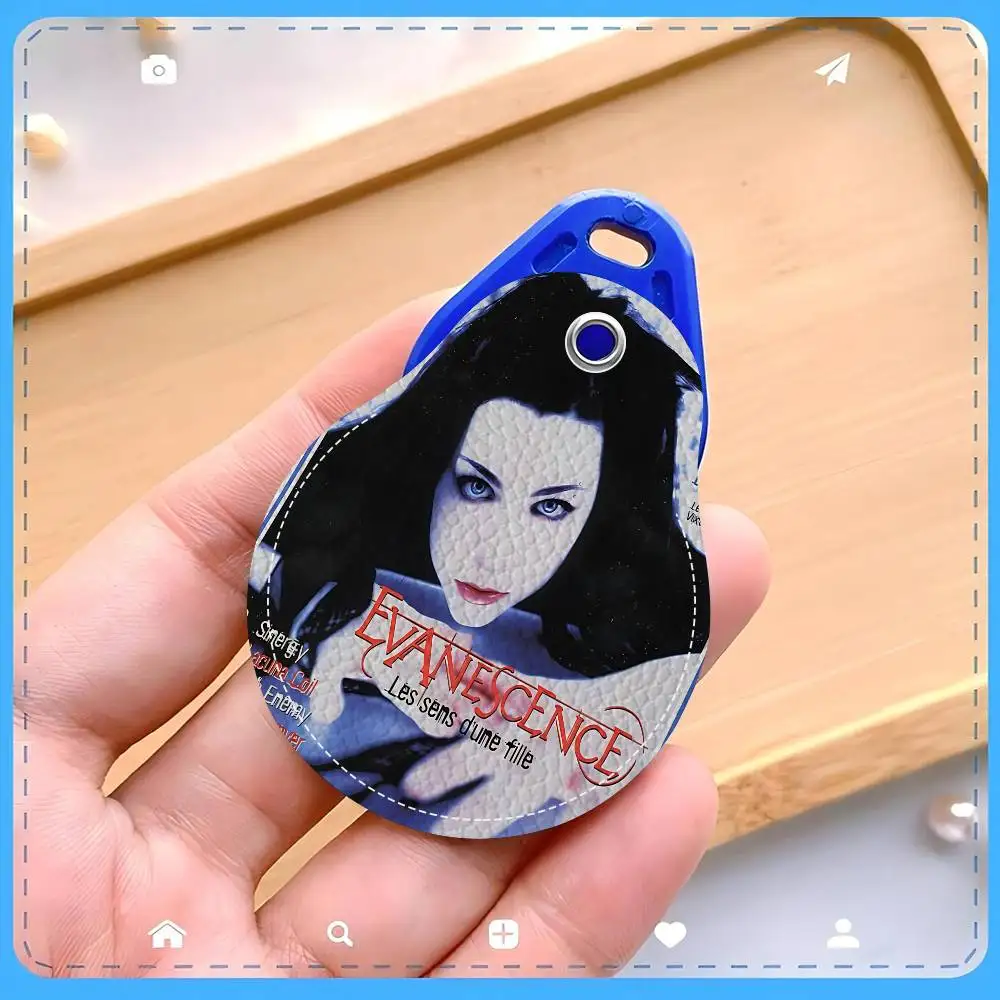 Evanescence Band 1PCS PU Leather Keychain Protective Case Door Lock Access Control Tags Card Bag Key Tag Ring
