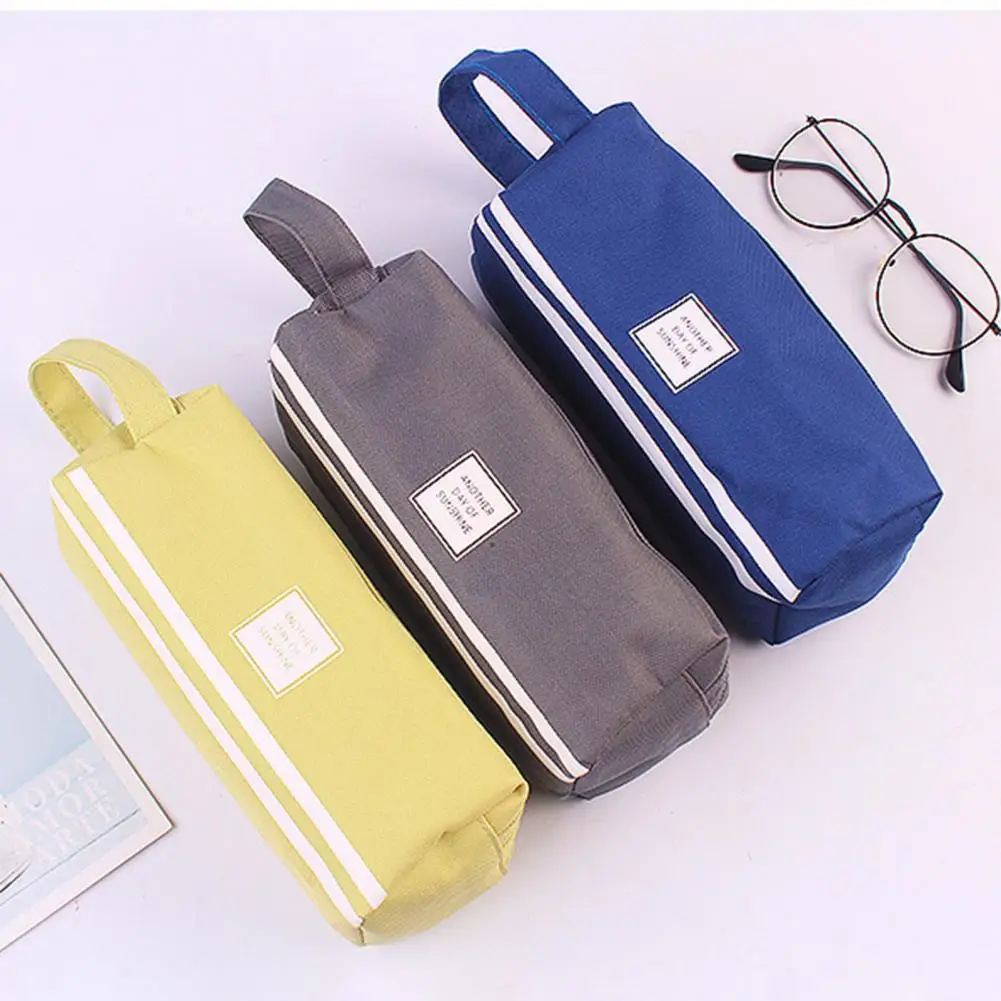 Bolsa de papelería multicapa, capacidad de doble capa, con cremallera, duradera, para brochas de maquillaje