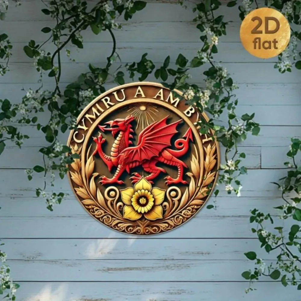 Welsh Dragon الألومنيوم جدار الفن 1PC - خمر الأحمر الوطنية رمز الإبداعية ديكور المنزل مكتب #5