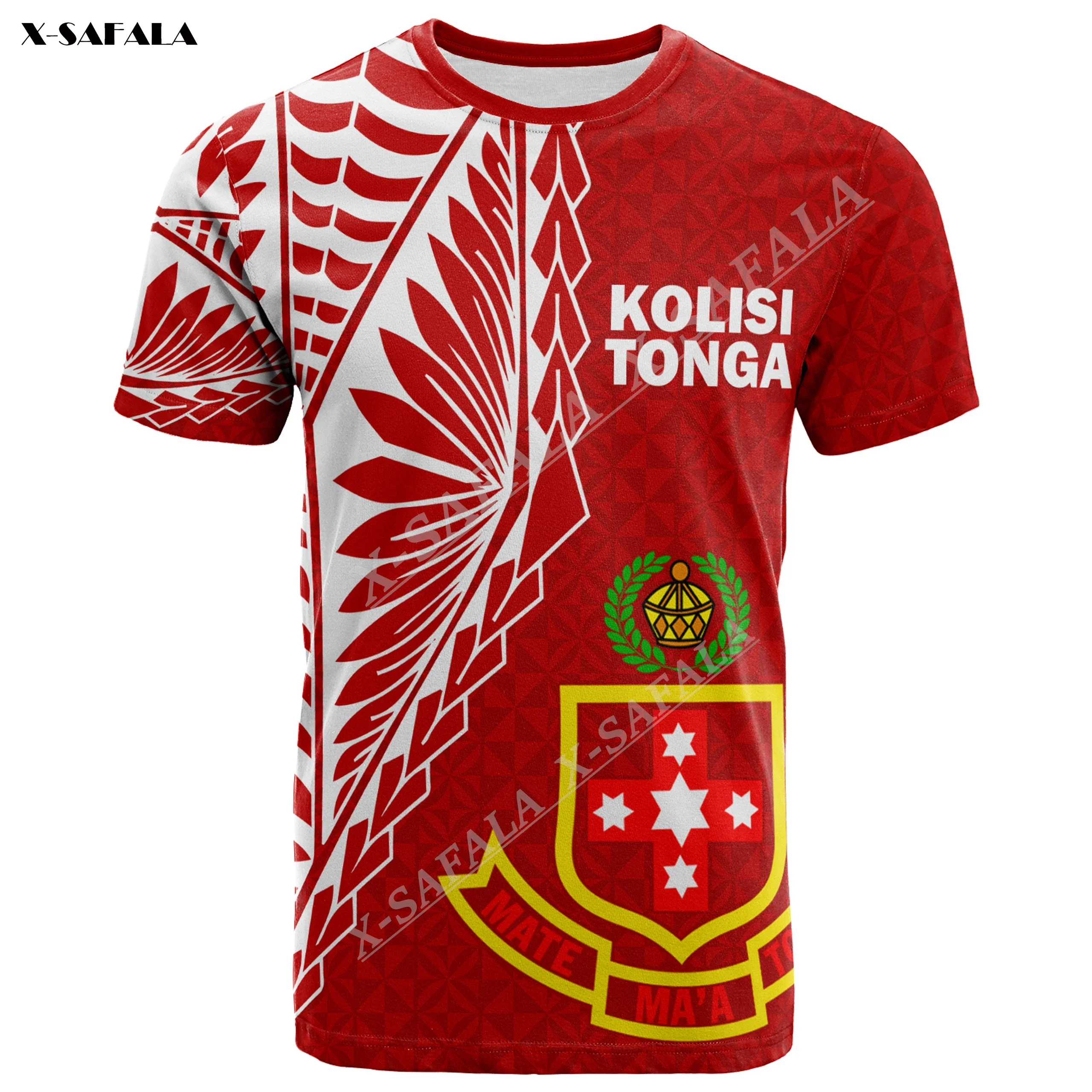 Tonga  Kolisi Atele Tongan  Polynesian  3D Print Men T-Shirts Tops Tees Short Sleeve Casual Milk Fiber Quick Dry Breathable