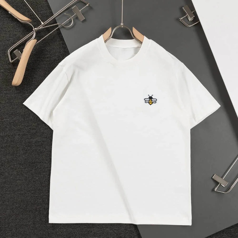 Camiseta masculina de marca de luxo com detalhes exclusivos de bordado de abelha mascote masculino solto algodão sólido vintage y2k top t