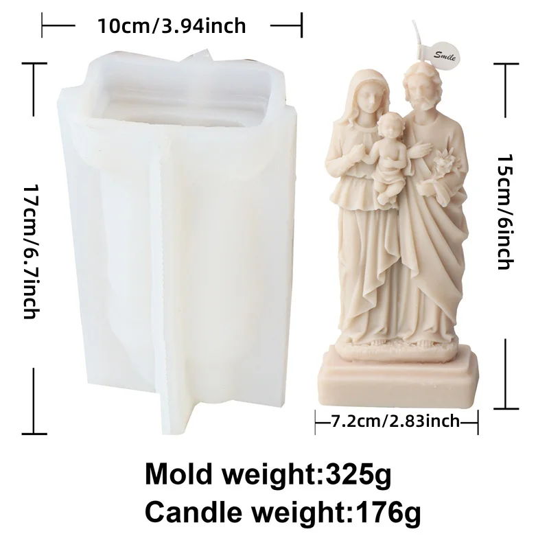 Touching Heart Jesus Statue Mold Holy Family of Virgin Mary and Jesus Plaster Making Holding Baby Virgin Mother Epoxy Resin Mold