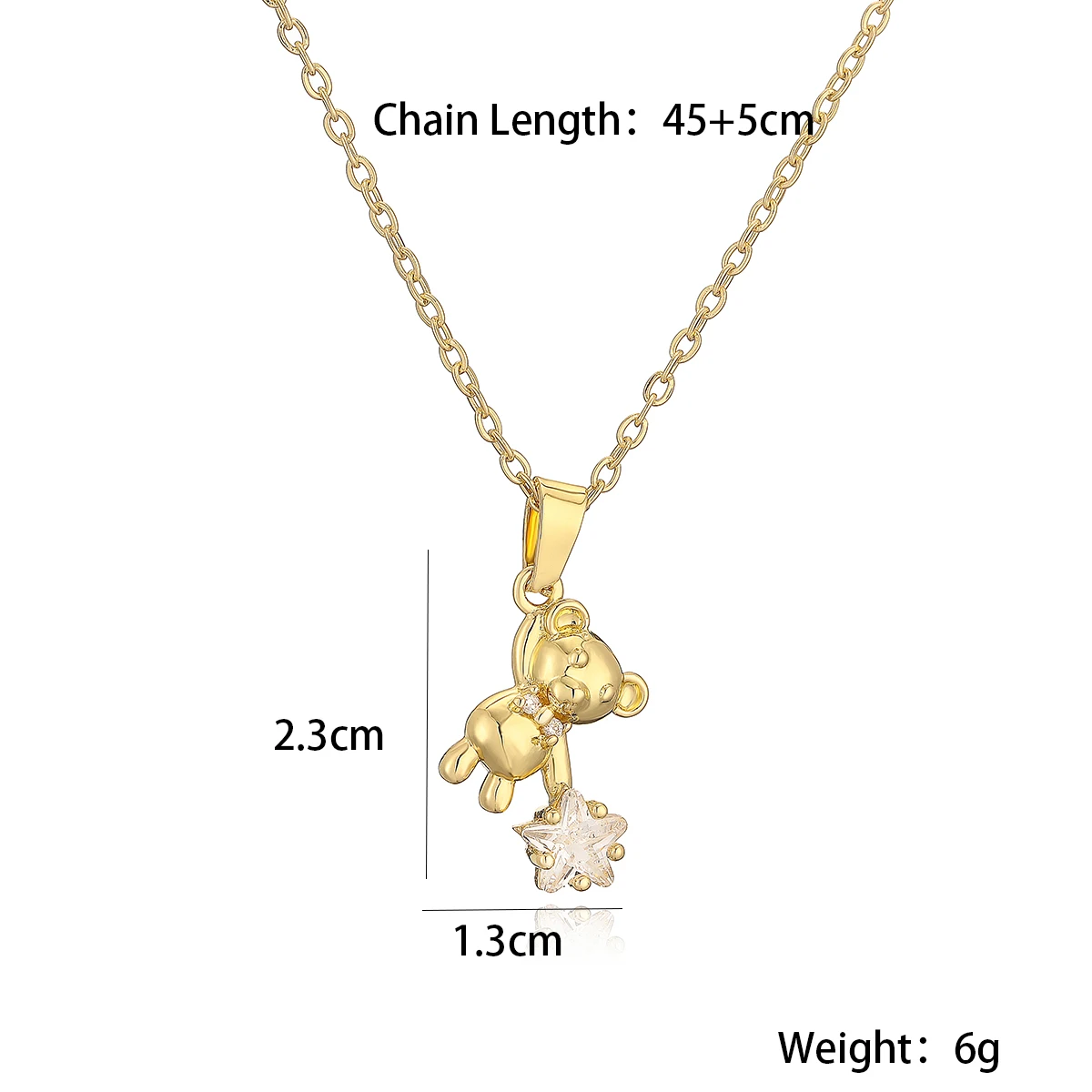 NEWBUY 2024 Fashion Gold/Silver Color Delicate Cute Bear Pendant Necklaces For Women Pink/White CZ Jewelry