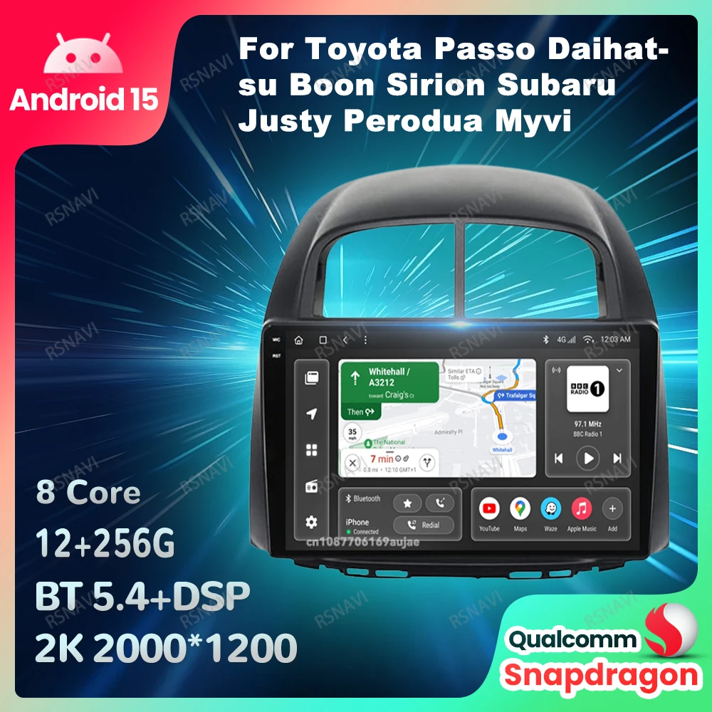 

Car Radio Android 15 For Toyota Passo Daihatsu Boon Sirion Subaru Justy Perodua Myvi Head Unit Wireless Carplay Auto 4G LTE GPS