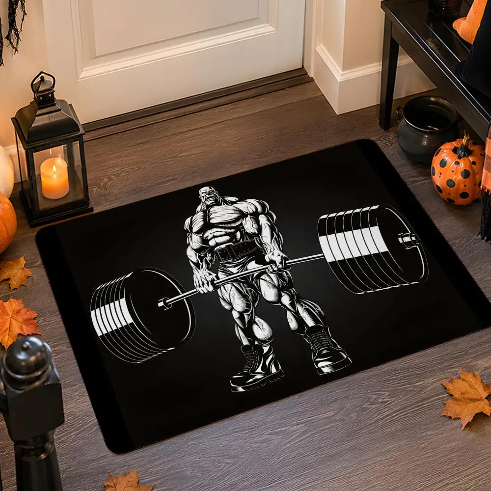 Bodybuilding G-GYM Floor Mat Flannel Rug Non Slip Absorbent Soft Washable For Entryway Hallway Bathroom Kitchen Decor
