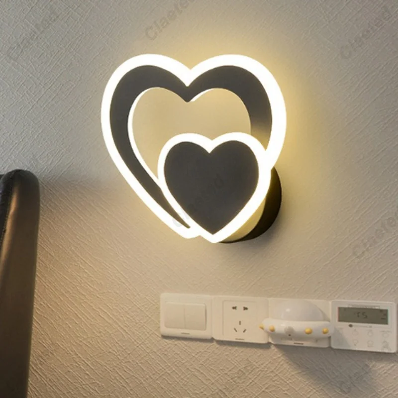 Nordic Creative Minimalist Heart Shape Wall Sconce Decor Home Lighting for Bedroom Living Room Corridor & Balcony