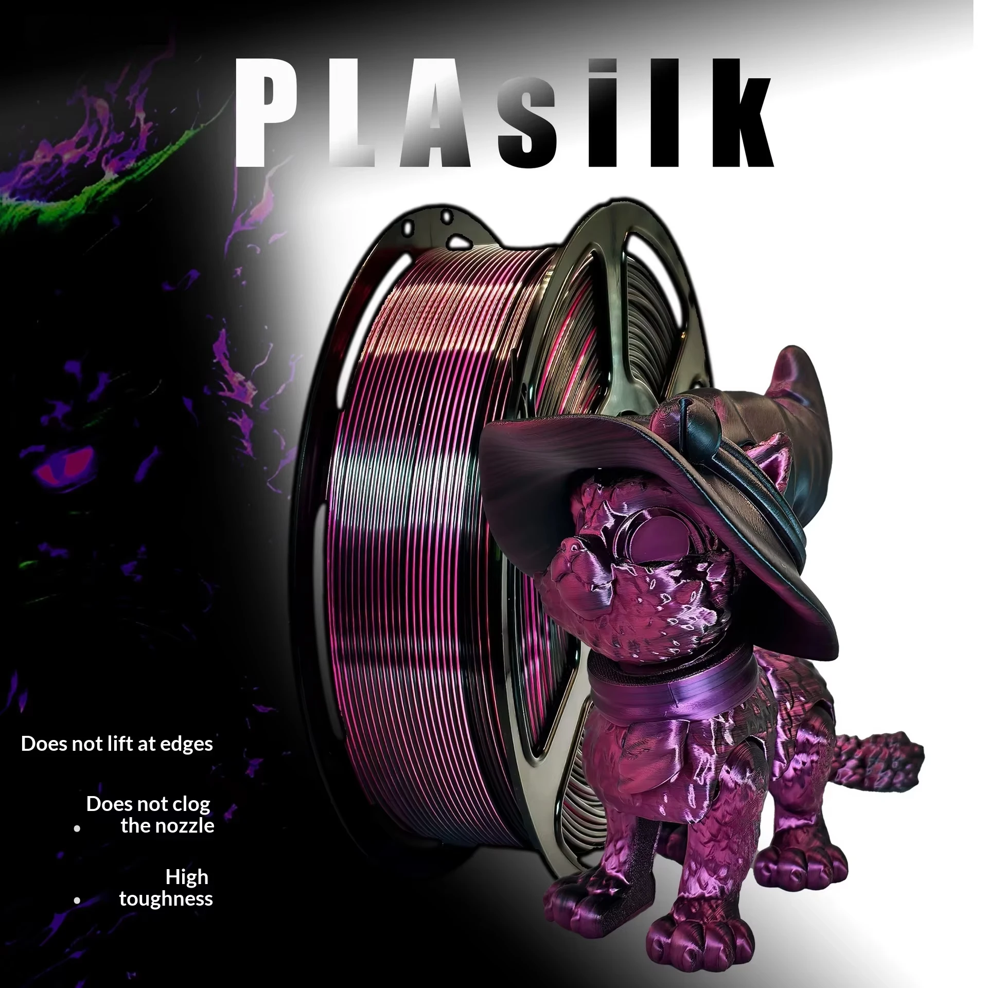 Pla 3D Printing Filament  1.75mm 1kg 3D Printing Supplies Pla Silk Black Rose Material  Silk Double Color