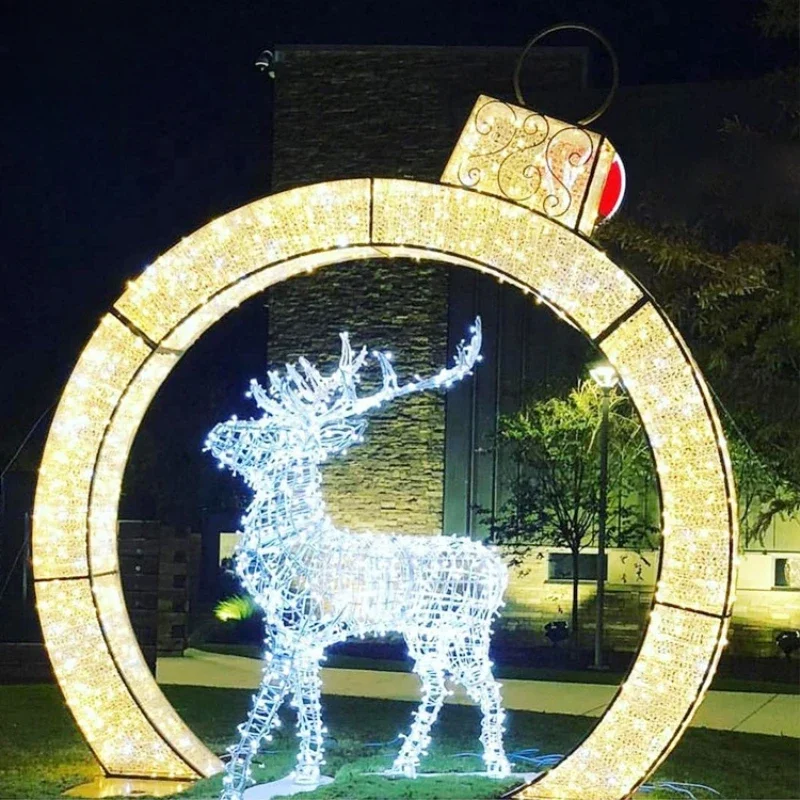 Christmas Commercial 3D Acrylic Motif Light Giant Outdoor Ornament Walk Through Acrylic Arch LED Light