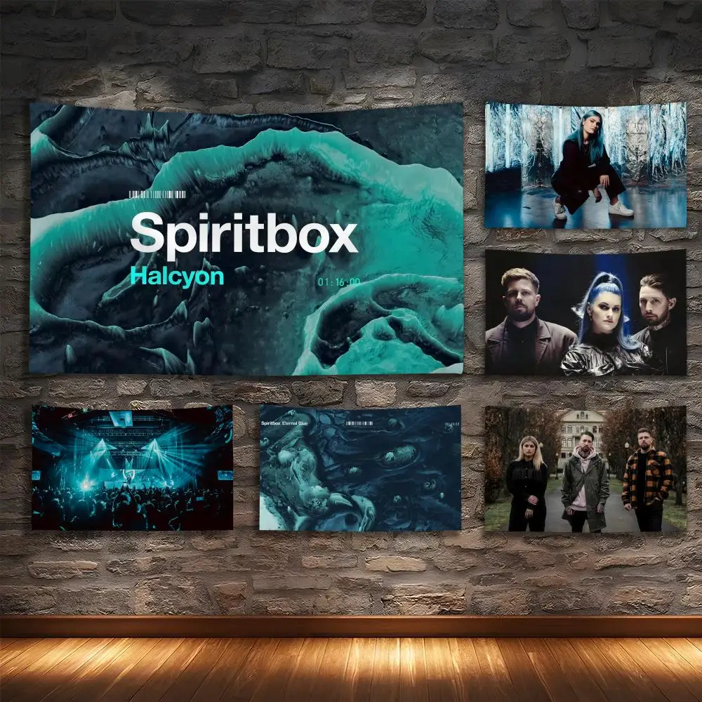S-SPIRITBOX Rock Tapestry Custom Living Bedroom Party Dormitory interior Wall bohemian Decoration Attached clip