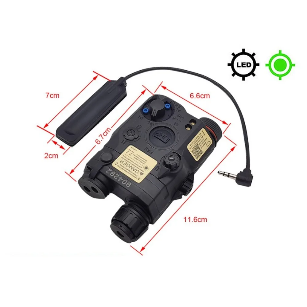 علبة بطارية ليزر خضراء PEQ15 إصدار خارجي ليزر أخضر IR ملء مؤشر الضوء فلاش الضوء الأبيض 3.5 مللي متر