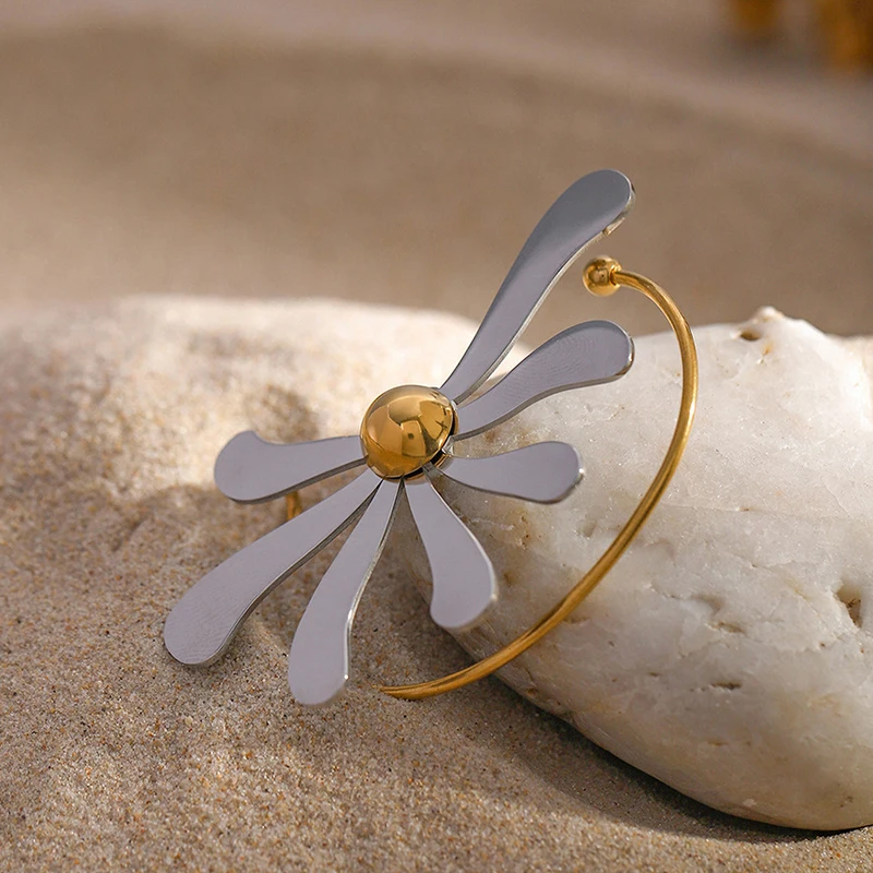 

PRISCA | Women Fashion Daisy Ear Hanging Stainless Steel Fashion Designer Jewelry Hip Hop
