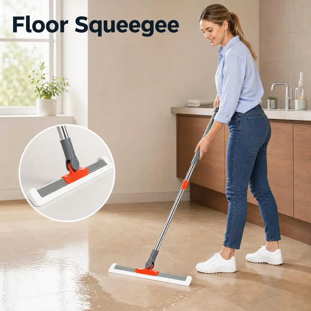 Magic Broom with Squeegee Wiper Mopping Dual-purpose Floor Wiper Sweeping Water Silicone Scraper Sweeping Artifact for Floor