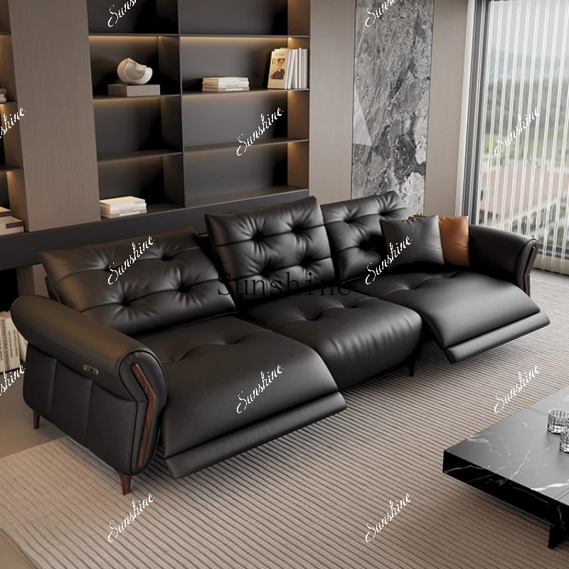 Function combination home theater minimalist Italian zero wall leather sofaH
