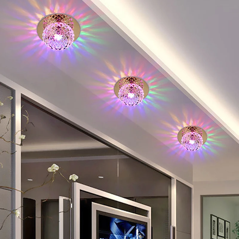 

Woonkamer Gat Lamp Plafondlamp Kristal Downlight Led Ingebed Drie-Kleur Huishouden Plafond Kleine Lamp Decoratieve Kleur Spot