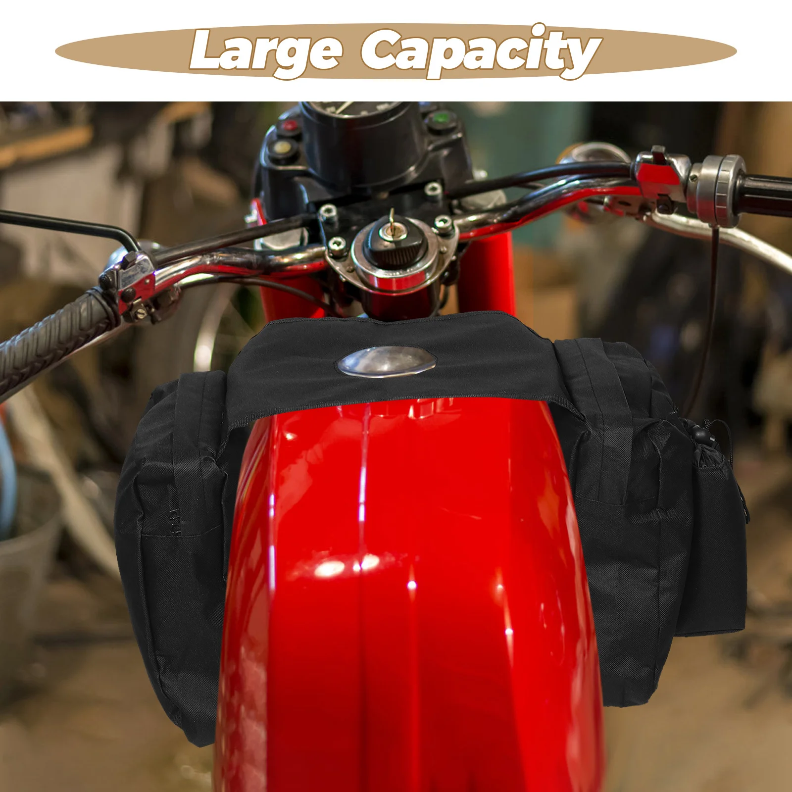 600d Oxford Cloth Atv Bag Dual Pockets Motorcycle Saddlebag Waterproof Storage Tank Bag for Atvs Utvs Snowmobiles