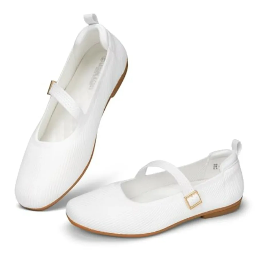 

Women's Mary Jane Ballet Flats Square Toe Knit Ballerina Walking Dressy Office Slip-on Shoes with Strap