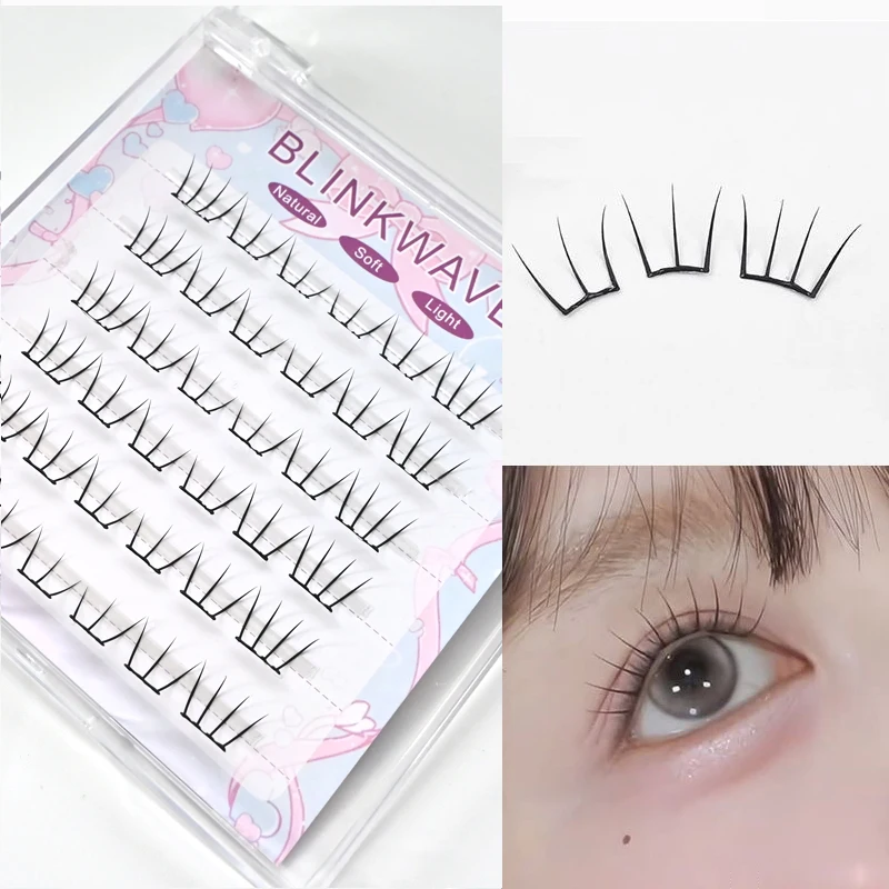 ขนตาปลอมแบบไม่ต้องใช้กาว ไม่ต้องใช้กาว ขนตาไอดอลแบบใช้ซ้ำได้เกาหลีรูปตัว U ธรรมชาติการต่อขนตาแบบมีกาวในตัว